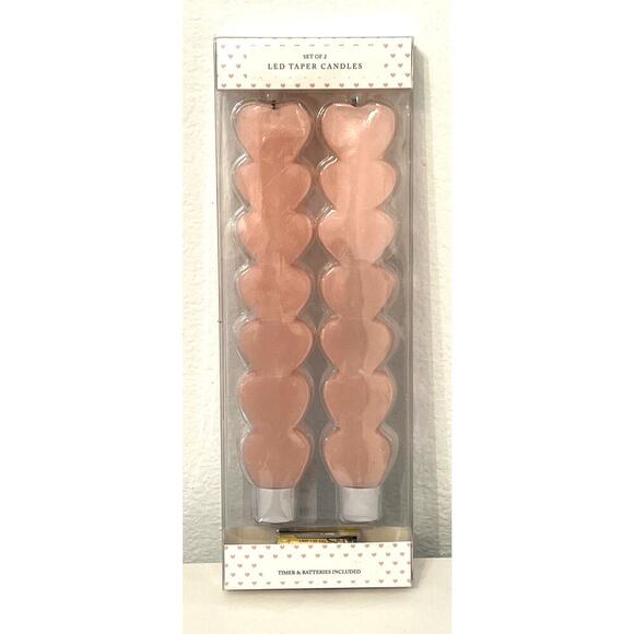 Cupcakes and Cashmere Hearts Pink Taper Candles - Pink Hearts LED Candles New - Picture 2 of 4
